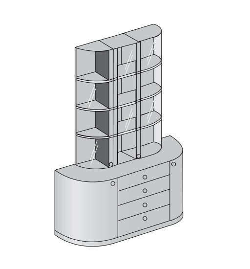 Шкаф высокий со стеклянным верхом радика мадрона