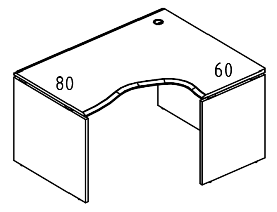 Стол эргономичный на каркасе ДСП (2 скоса) правый  мокко премиум / вяз либерти