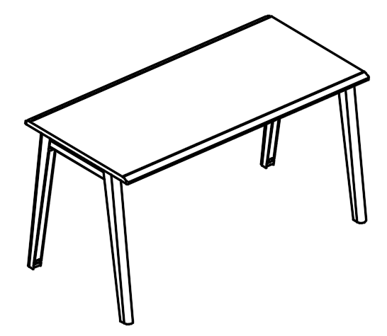 Стол рабочий на металлокаркасе МТ 2 скоса вяз либерти / белый, вставка мокко